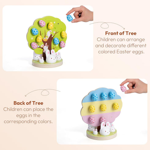 3 4 5 6 Woodtoe Easter Toys for Toddlers, Magnetic Easter Eggs, Picking Easter Bunny Toy, Montessori Toys for Year Old