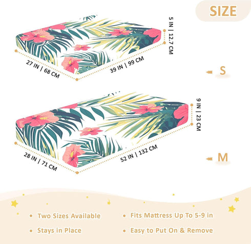 Bseiialft 52 28 Tropical Flowers Palm Leaves Crib Sheets for Boys Girls Soft and Breathable Cotton Baby Sheets