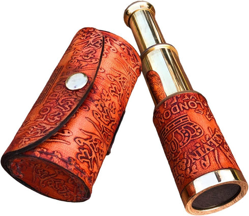 NauticalMart Nautical Handheld Pirate Brass Telescope with Box/Case Sailor Home Decor Pirate Captain