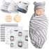 DRESHOW BQUBO Cotton Baby Swaddle Hat Set Newborn Infant Receiving Blankets with