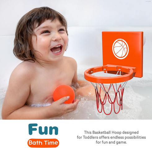 Bath Toys - Bathtub Basketball Hoop for Kids, Mold Free with 3 Strong Suction Cups and 4 Soft Balls - Fun Bath Toys