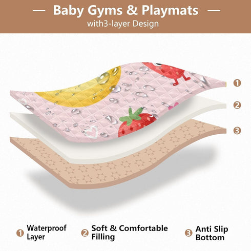 GuoChe Set 50'' 50'' Cute Food Cartoon Pattern Large Non-Slip Baby Gym & Activity Mat for Floor Waterproof Baby