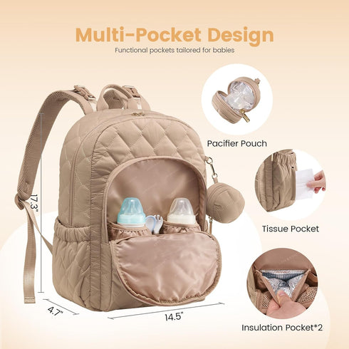 Backpack,Puffer Backpack LOVEVOOK Diaper Bag Quilted Baby Diaper Bag with Insulated Pockets,Travel Diaper for Boys