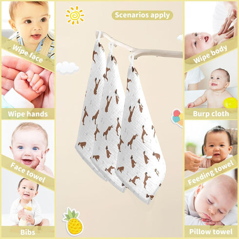11.8 11.8 inch, sizex3 vvfelixl Baby Cotton Washcloths Boxer Dog Infants Bath Towel for Unisex Puppy Face Towels