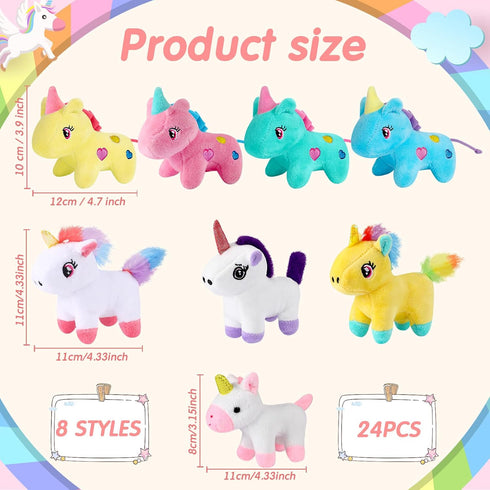 24 Pcs Mini Plush Unicorn Toys Bulk Stuffed DIY Keychain Cotton Unicorn Plush Keychain Small Stuffed Animal for
