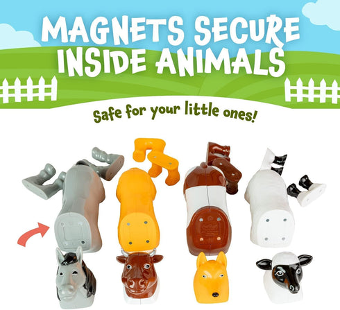 Magnetic Mix or Match Farm Animals Toy Play Set, 16 Pieces