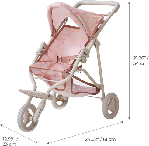 15-18 Inch 3+ Olivia's Little World Baby Doll Stroller with Canopy & Storage Basket Foldable Jogging Doll Pram Carriage