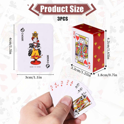 Hariendny 3 Decks Mini Playing Cards, Party Spoof Fun Smal Playing Cards, Miniature Poker Cards, Mini Poker Game