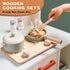 Toywoo Sets Playset Sets 3-5 Set) Wooden Play Kitchen Accessories Pretend Toy Pots and Pans for Kids Kitchen with Toy