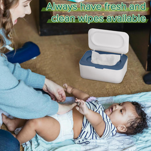 Baby Wipes Dispenser, Wipes Case Holder Keeps Wipes Fresh, Non-Slip Easy Open & Close (Blue)