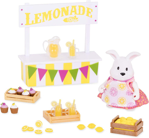 Li'l Woodzeez Lemonade Stand Playset with Rabbit Figurine, 25 Pieces Toy Set