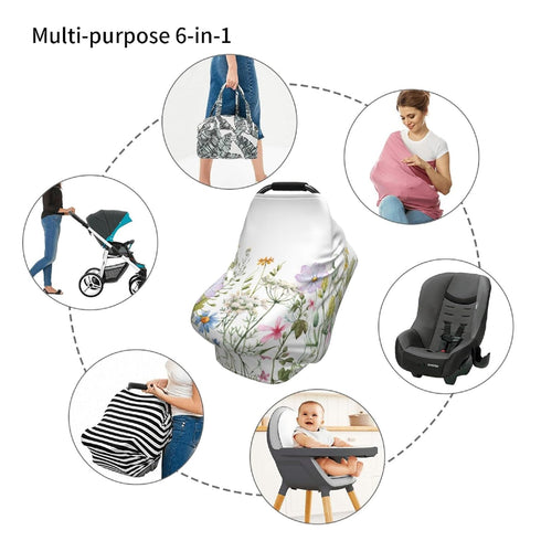 Schgap Wildflowers Car Seat Covers for Baby, Nursing Cover Breastfeeding Baby Carrier Covers Carseat Canopy for Newborn