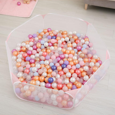 Kids Ball Pit Large Pop Up Play Tent for Toddlers Girls Boys for Indoor Outdoor Baby Playpen with Carry Tote (Pink)