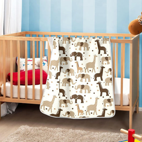 KICPOAY Brown Giraffe Elephants Baby Swaddle Blanket for Boys and Girls, Muslin Baby Receiving Swaddle Blanket, Soft
