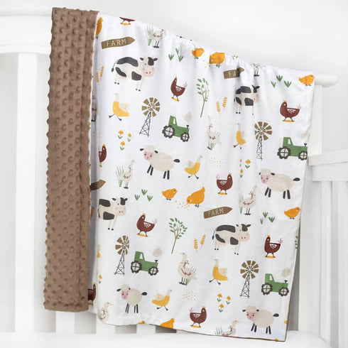 HOMRITAR Baby Blanket, Soft Lightweight Minky, Farm Animals Design, 30 x 40 Inch