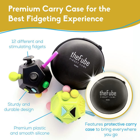 12 PILPOC theFube Fidget Cube with Sides - Handy Anxiety Toys for Kids and Adults - Fidget Dice for Stress Relief