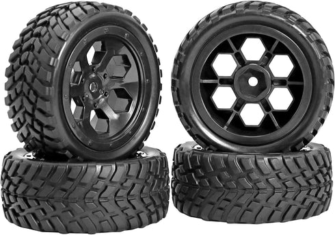 RC Station 12mm Hex RC Wheels and Tires for Hyper Go H16BM H14BM, 1/14 1/16 with Foam Inserts