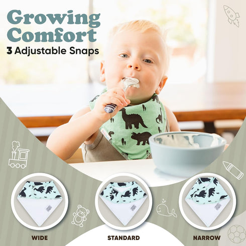 12 Pack Baby Bandana Bibs - Organic Drool Bibs for Boys and Girls, Soft and Stylish for Teething and Drooling