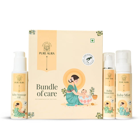 PURE AURA Soothing Care Trio, Baby Body Mist with Nourishing Massage Oil and SPF