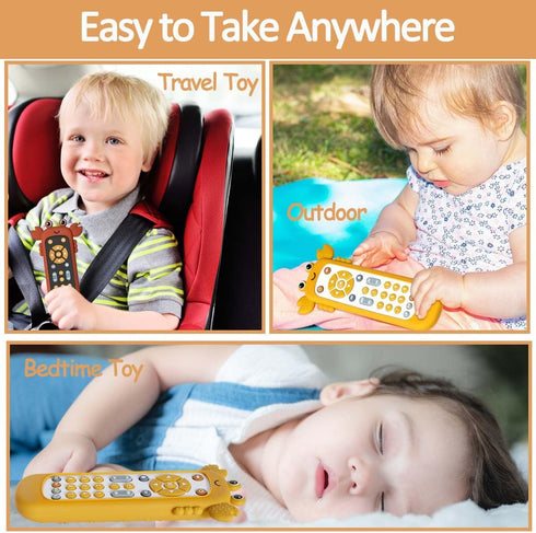 Baby TV Remote Control Toy with Cute Crab Soft Silicone Cover, Educational Musical Toy for 6m+ Toddlers