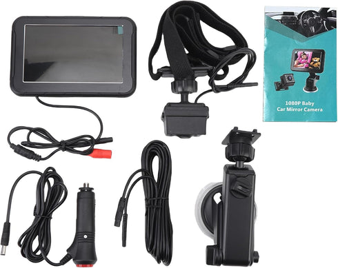 Pomya 1080P, 5 Inch 150 360 Baby Car Camera HD Display for Rear Facing Car Seats, Baby Monitor with IR Night Vision