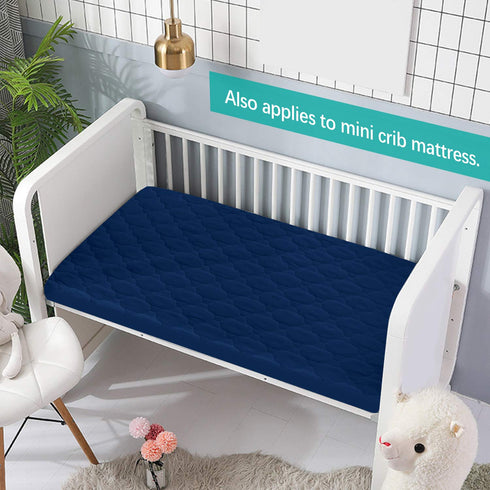 Pack and Play Mattress Protector Sheets, Fitted Waterproof Cover for Graco Pack n Play & Dream On Me, Navy