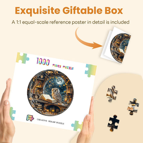 1000 26.6 26.6in 1000 Masseruon Piece Puzzle for Adults, * Moonlit Owl Puzzle for Adults, Pieces Jigsaw Puzzles, Adult