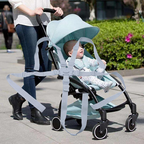 White 5 Point Harness Seat Belt for Strollers, Adjustable Safety Harness Strap for High Chairs and Pushchairs