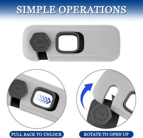 YOLCAR 3M 4in Safety Lock - Grey Fridge & Cabinet Lock for Kids, Adhesive, No Drilling, Length, for Kitchen, Dining