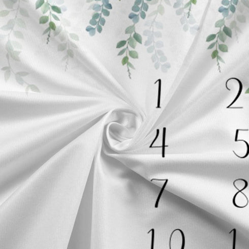 CSFOTO Baby Milestone Blanket 60''x40'', Eucalyptus Leaves Newborn Photography Props Blanket for Boy & Girl