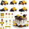 ZWLIYCHN Mini Construction Vehicles Cake Topper 16pcs Truck Excavator Traffic Road Sign Cake