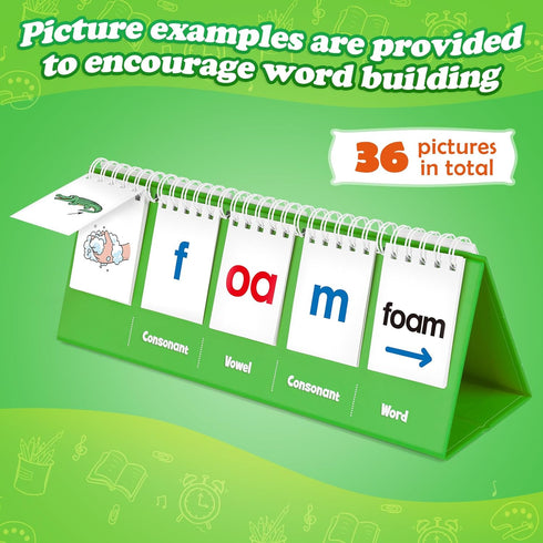 CVVC Phonics Word Games Flash Cards for Preschool Kindergarten, Learn to Read, Spelling Educational Toy Supplies