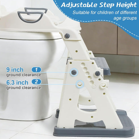CALCHELE 2 1 Potty Training Seat, Upgrade Toddler Toilet Seat with Steps Stool Ladder, in Potty Training Seat with Step