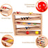 Qilay Wooden Race Track Car Ramp Racer Toy for Toddlers, 5 Level Race Car Ramp Set with 4 Wood Cars and 3 Balls, Great