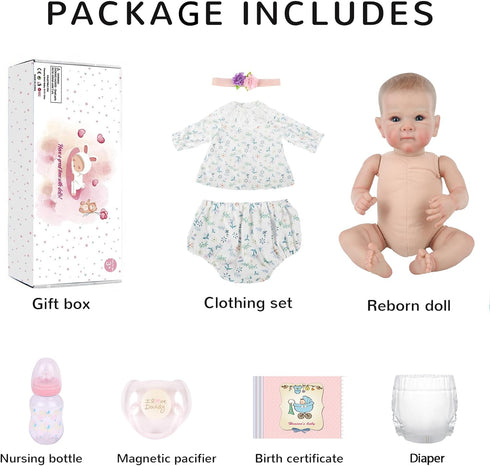 WOOROY 18 Inch Reborn Baby Dolls Girl - Lifelike Handmade Realistic Soft Body Newborn Doll with Gift for Kids Age 3+
