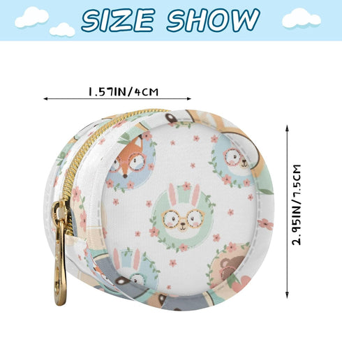PYBUG Animal Round Pacifier Storage Case, Polyester & TPU Lined with Hook Buckle, Pacifier Container Box for Baby
