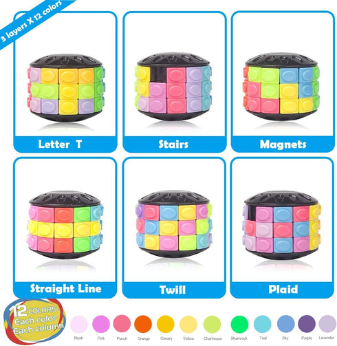 R.Y.TOYS Rotate and Slide Puzzle, Fidget Toy with 12 Colors, 3 Layers, Brain Teaser for Birthday Gifts