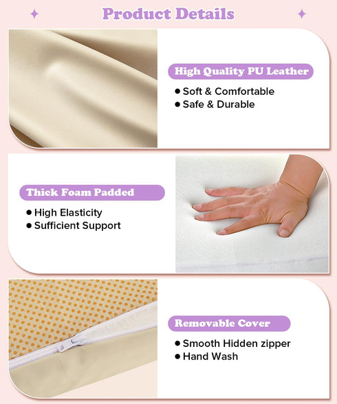 39X59Inch Vegan Leather Play Mat for Baby Trifold Thick | Soft Padded Foam Floor Mat for Kids Playroom | Foldable