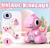 2.4GHZ 3-5, Remote Control Car, Remote Control Pink Dinosaur Toys for Kids Recording and Repeating LED Lights Eyes