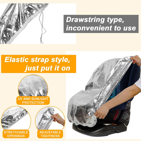 2 BBTO Pcs Car Seat Sun Shade Covers Baby Car Seat Coolers Protector Reflective Carseat Sunshade Infant Shield Heat UV