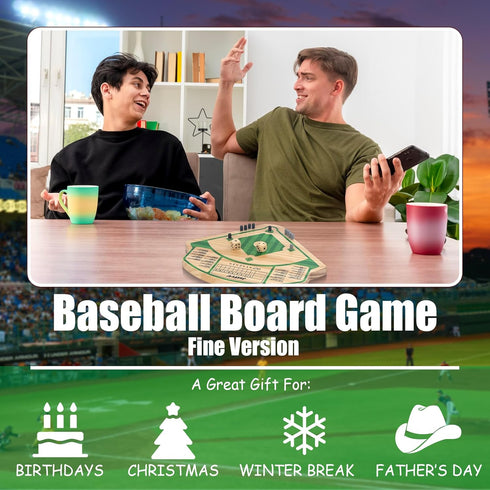 JstFrU Game,20mm 10 Baseball Board Game,Wooden Baseball Thick Wooden Board with Pieces & Dice,Markers,Great for Family
