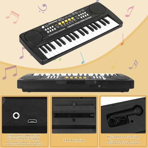 Kids Keyboard Piano - 37 Keys Portable Electronic Piano for Beginners - Educational Musical Toy for 3-8 Year Olds