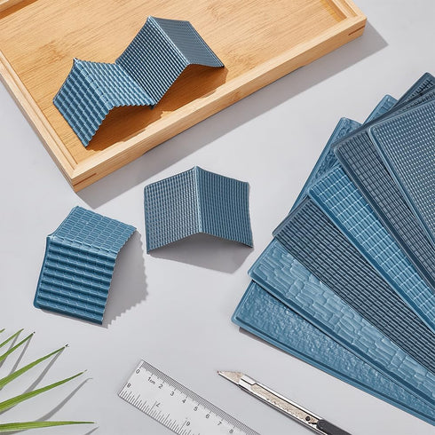 12 Sheets 30*20CM Grey Miniature Roof Shingles - 6 Styles Model Tiles for DIY Building Model Roof Tiles