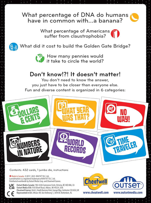 Outset Media Guesstimation Card Game - Don't Know The Answer!?! It Doesn't Matter! - 3 or More Players