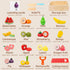 35PCS 3 4 5 6 Wooden Play Food for Toddlers, Pretend Food Toys Play Kitchen Accessories with Storage Basket, Learning