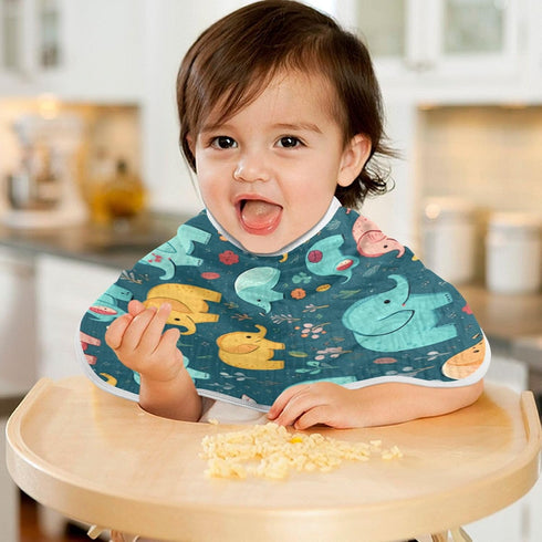 Bulletgxll Set 4, Vintage Elephants Unisex Baby Burp Cloths of Soft Absorbent Organic Cotton Muslin Burping Cloths