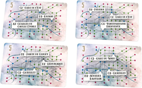 On The Underground: Paris/New York Board Game, Train Route Building Strategy, 2 City Maps, Family Game, Ages 14+, 2-5