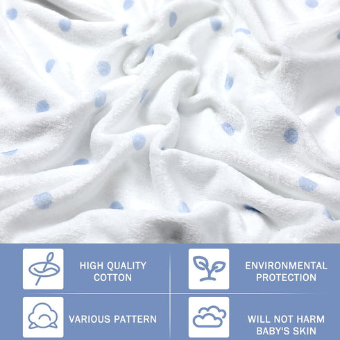 Hahafelt 30''x40'', Cozy Polka Dot Stripes Baby Blanket Fleece Baby Blankets for Boys, Blue Ultra Soft Fluffy Infant
