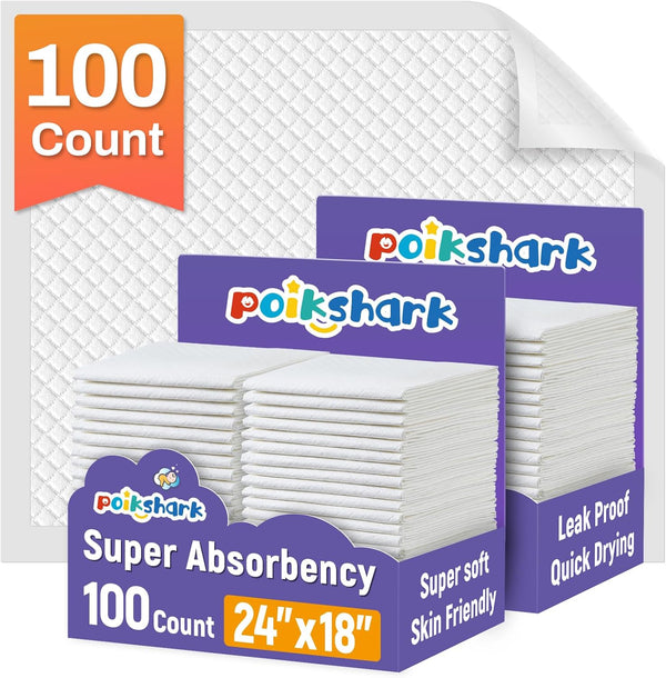 100 Pack Disposable Changing Pads for Baby, 18" x 24" Super Absorbency