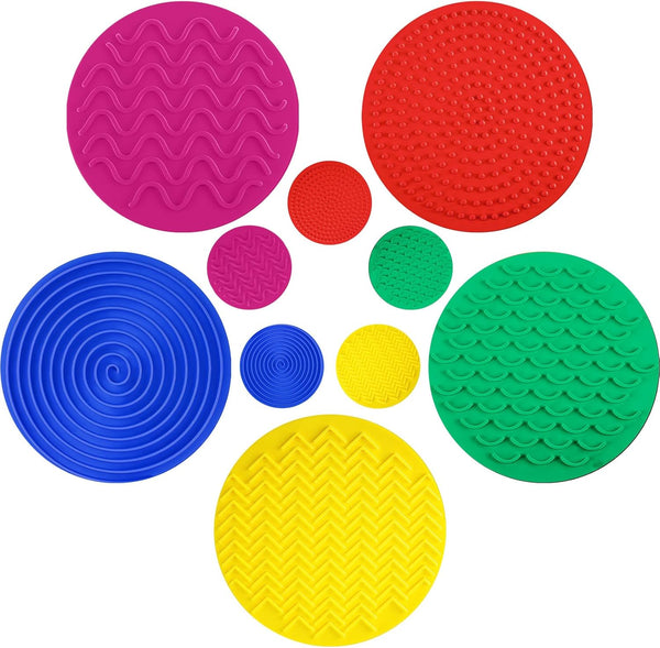 Lenwen 10 Pcs Sensory Mat Discs Sensory Stepping Circles Pads Textured Tactile